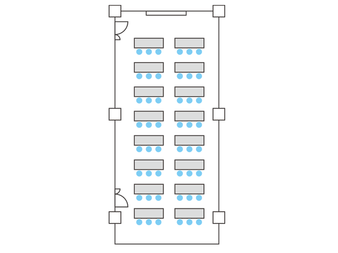 大阪駅前会議室 RoomB スクール型（48名）レイアウト図